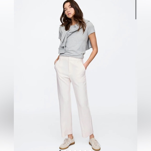 Gap Birch White Crepe Flat Front Pants - Picture 1 of 8